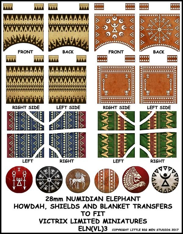 ELN VL 3 Carthaginian War Elephant, Numidian shield, howdah and blanket transfers